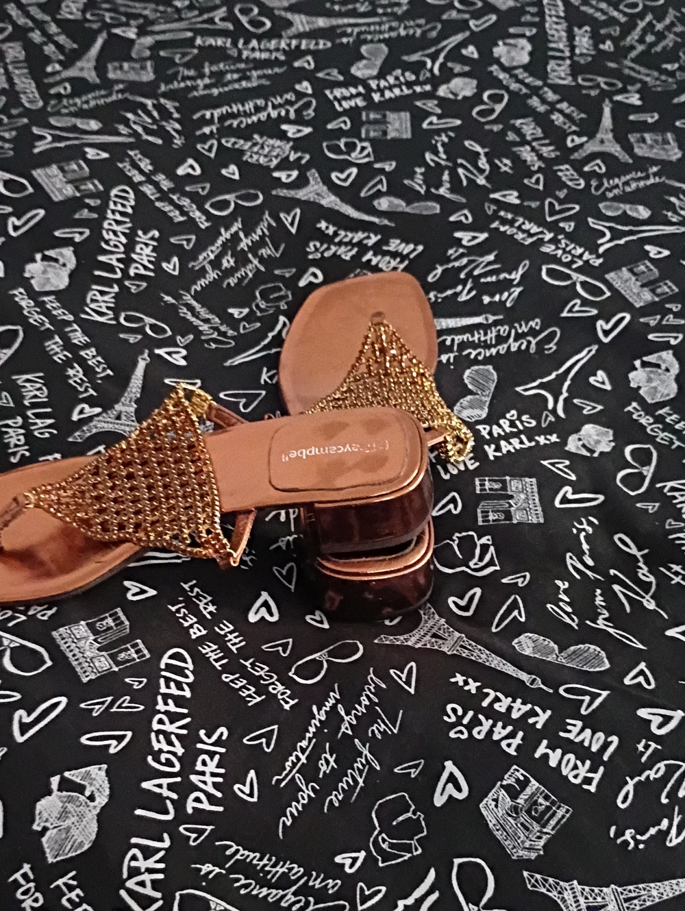 Jeffrey Campbell Metallic Gold Beaded Slide Sandals